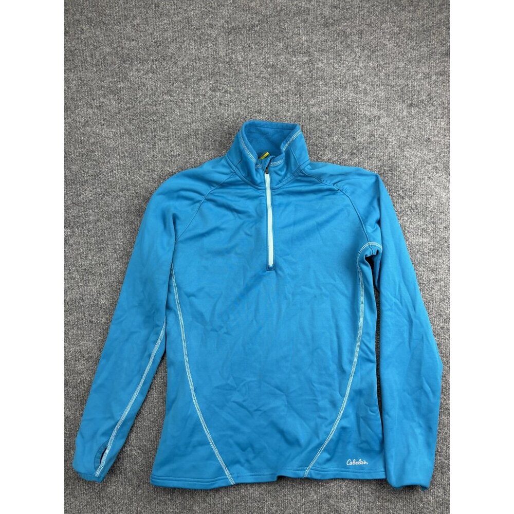 Cabela's Pullover Womens Small Blue Quarter Zip Fleece‎ Thumbholes Hiking
